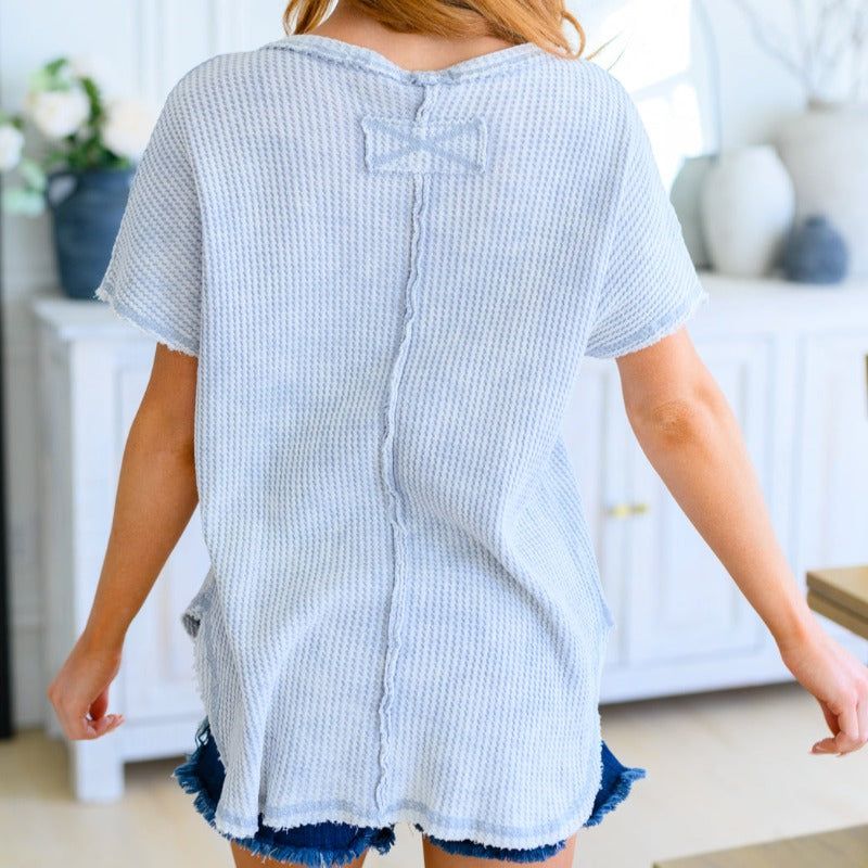 A Wink and a Smile Waffle Knit Top in Light Grey sold by Boujee Boutique product image thumbnail 6