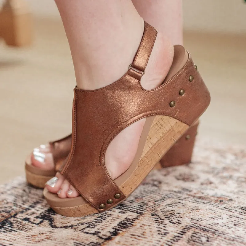Corkey's Walk This Way Wedge Sandals in Antique Bronze sold by Boujee Boutique