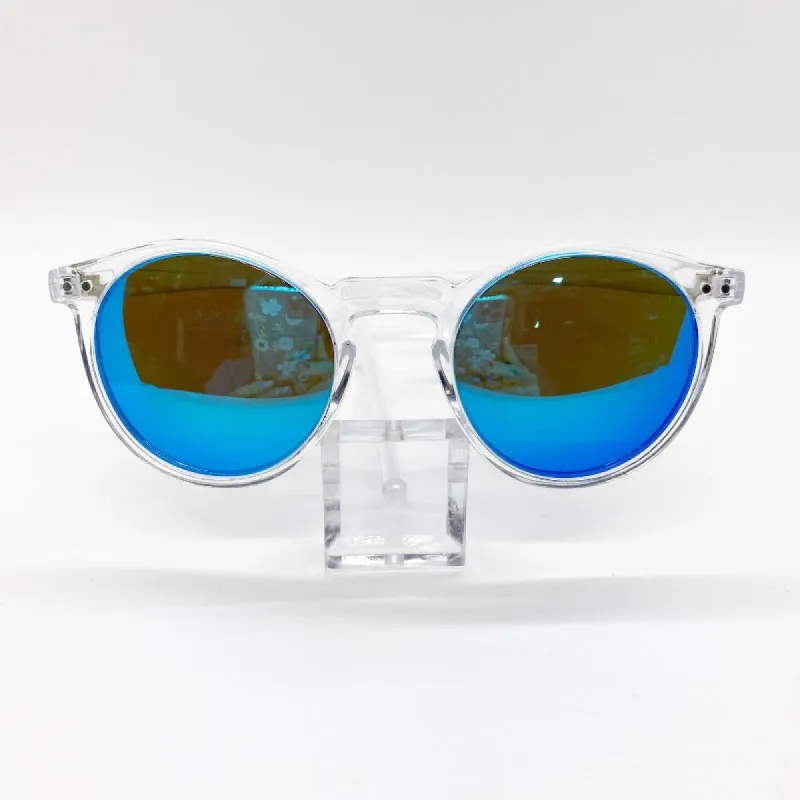 Blue Lens Clear Frame Round Sunglasses sold by Boujee Boutique