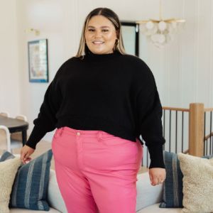 Mags Side Slit Cropped Sweater in Black sold by Boujee Boutique