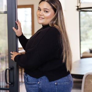 Mags Side Slit Cropped Sweater in Black sold by Boujee Boutique