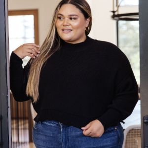 Mags Side Slit Cropped Sweater in Black sold by Boujee Boutique