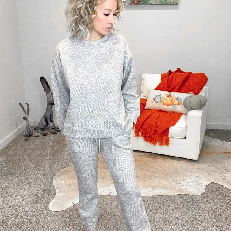 Grey Textured Long Sleeve Sweatshirt Top sold by Boujee Boutique product image thumbnail 2