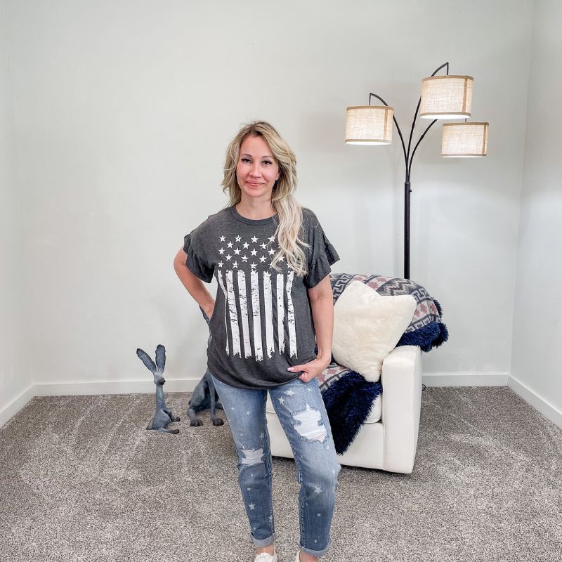 Judy Blue Mid Rise Star Crossed Distressed Boyfriend Jeans sold by Boujee Boutique product image thumbnail 5