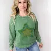 Vintage Stargaze Patch on a Terry Mineral Washed Long Sleeve Pullover in 2 Options sold by Boujee Boutique