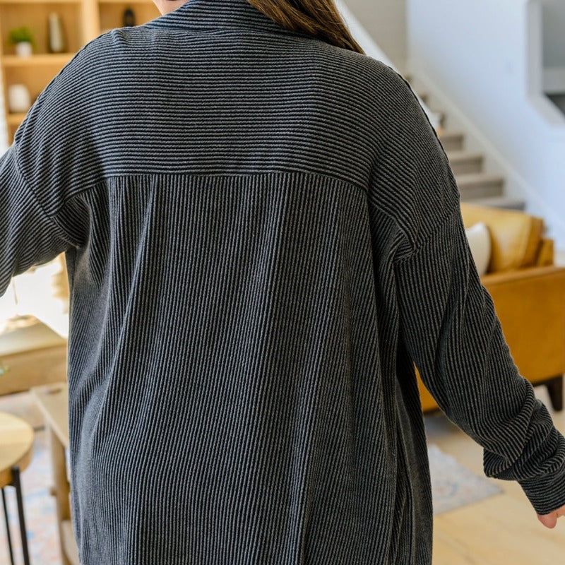 Windsor Textured Shacket in Charcoal sold by Boujee Boutique product image thumbnail 11