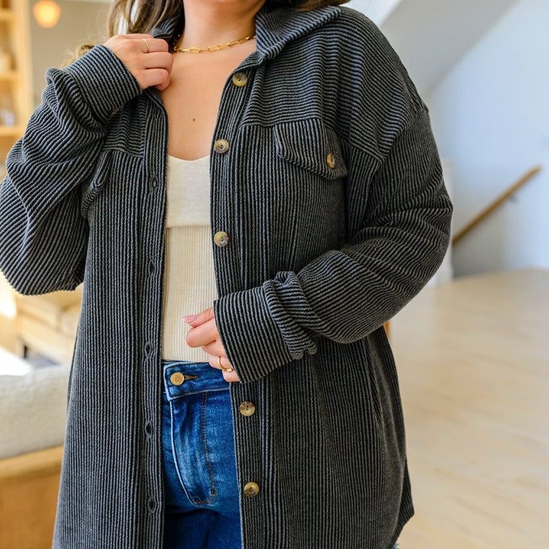 Windsor Textured Shacket in Charcoal sold by Boujee Boutique product image thumbnail 10