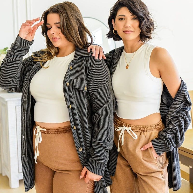 Windsor Textured Shacket in Charcoal sold by Boujee Boutique product image thumbnail 12