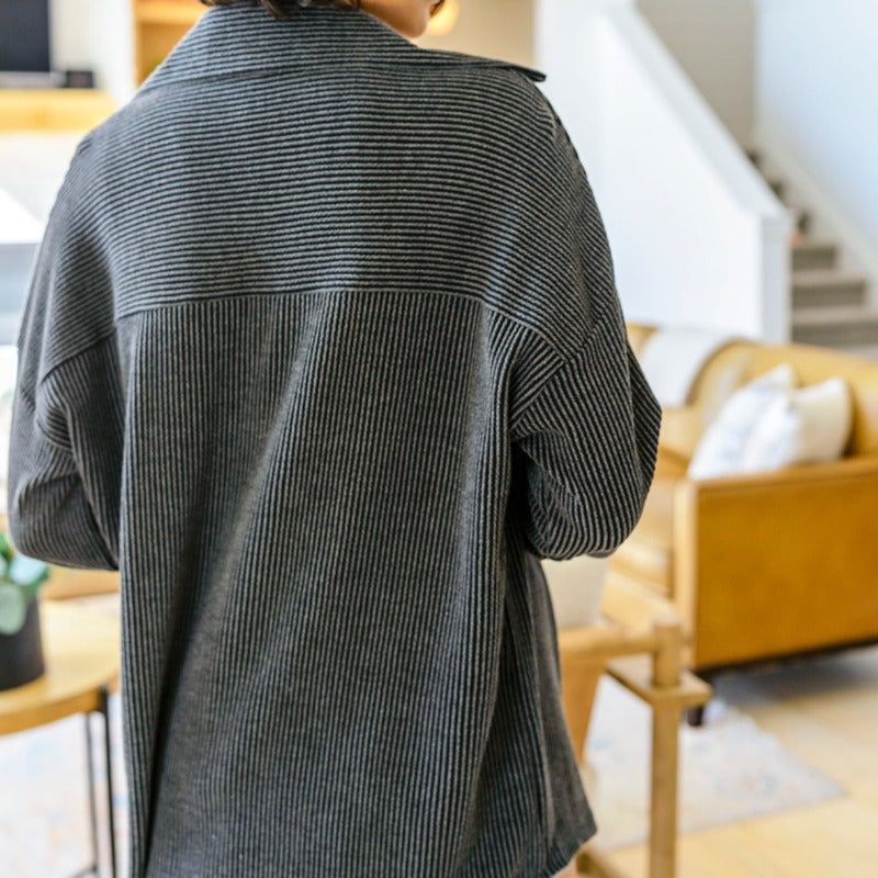 Windsor Textured Shacket in Charcoal sold by Boujee Boutique product image thumbnail 9