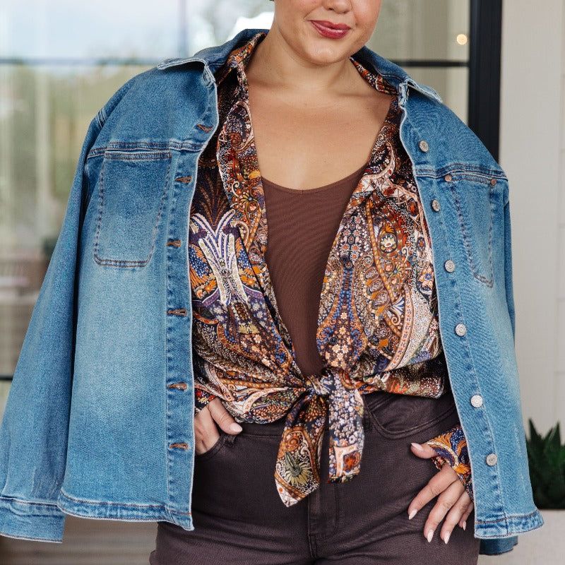 Along For the Ride Paisley Print Button Down Blouse sold by Boujee Boutique product image thumbnail 4