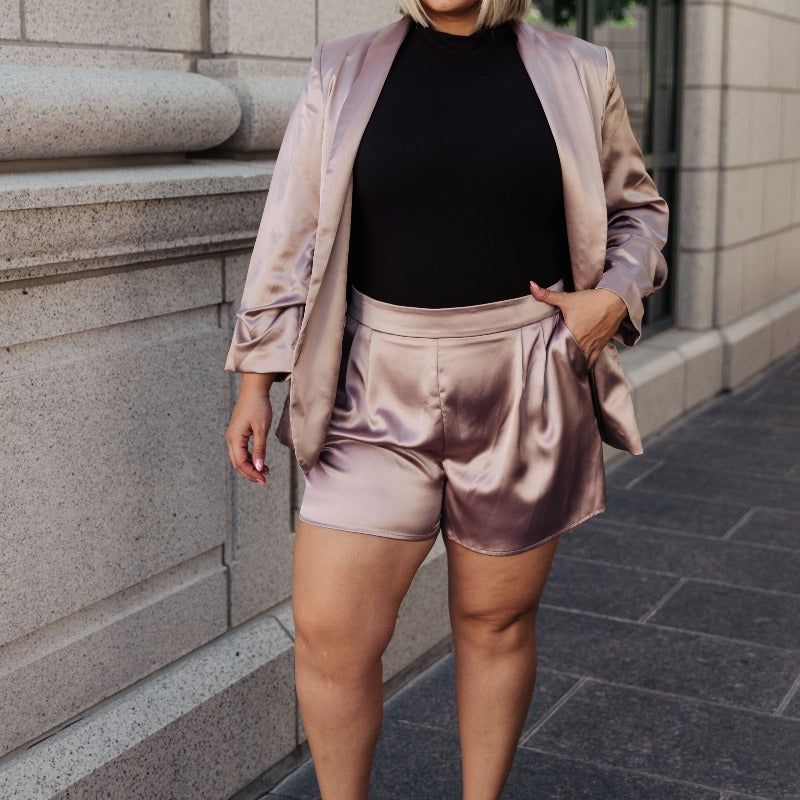 Champagne and Roses Satin Shorts sold by Boujee Boutique product image thumbnail 3