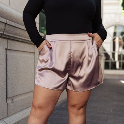 Champagne and Roses Satin Shorts sold by Boujee Boutique