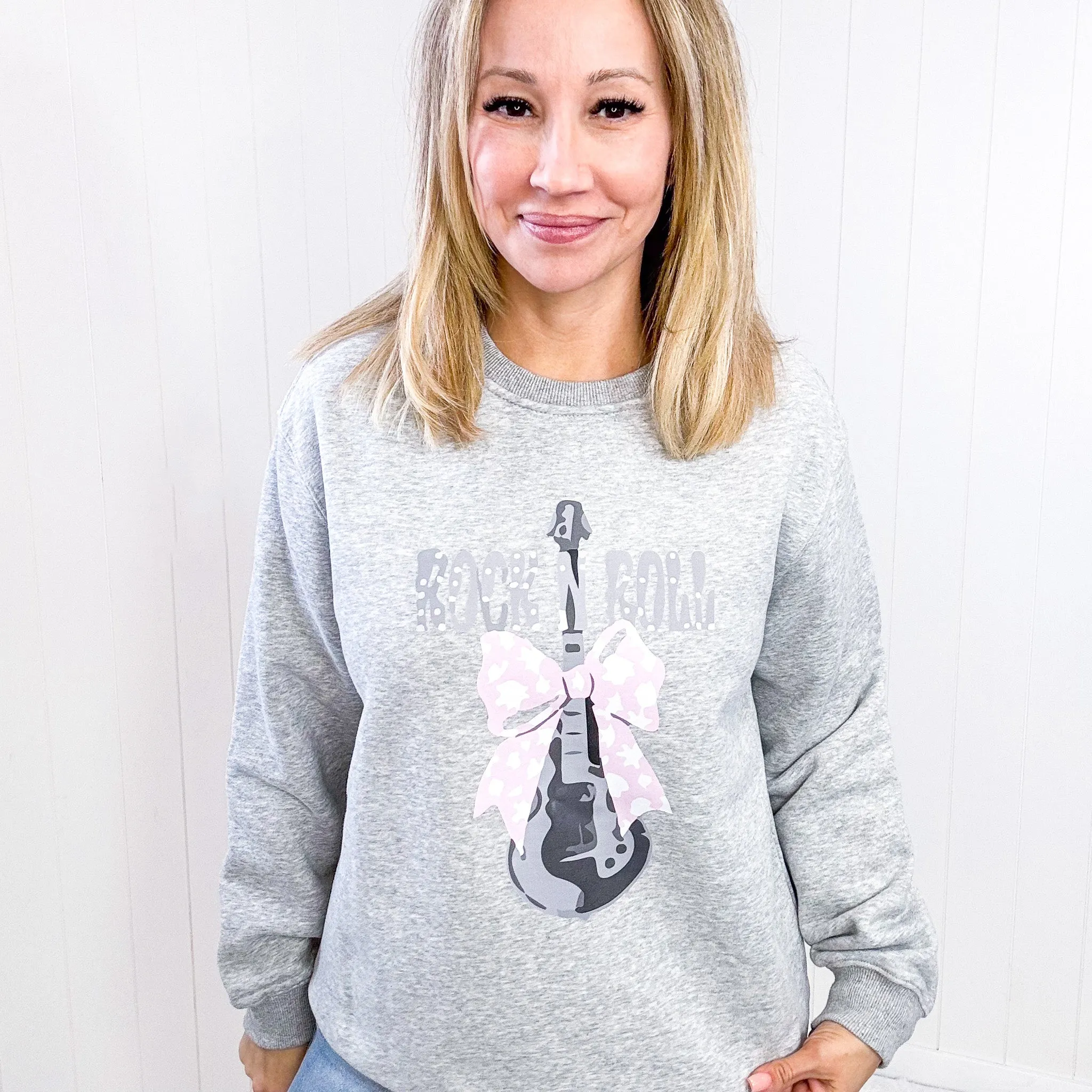 Simply Love Girly Rock & Roll Graphic Long Sleeve Sweatshirt sold by Boujee Boutique product image thumbnail 2
