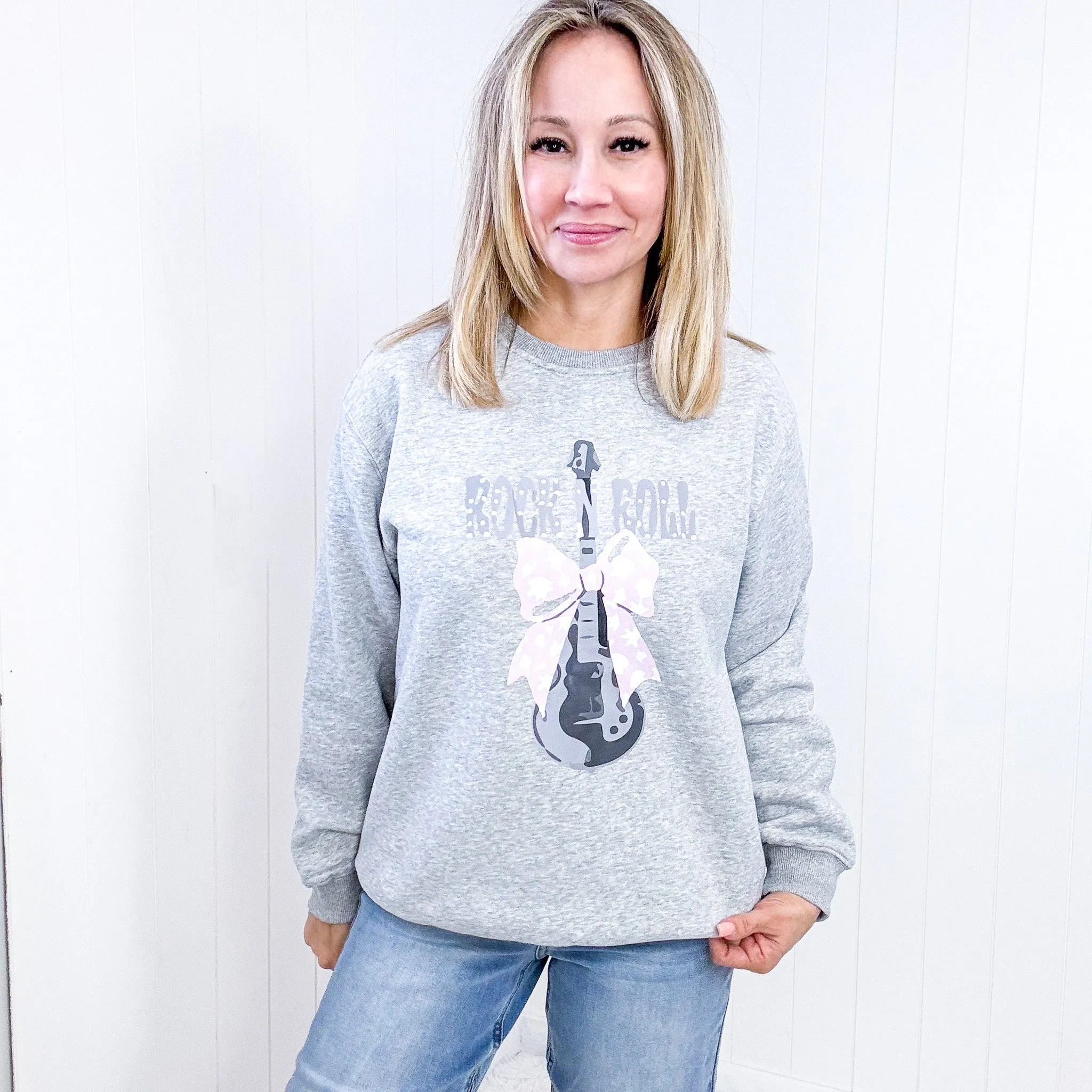 Simply Love Girly Rock & Roll Graphic Long Sleeve Sweatshirt sold by Boujee Boutique product image thumbnail 5