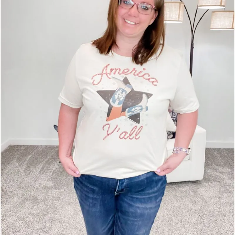 America Ya'll Western Graphic Tee sold by Boujee Boutique