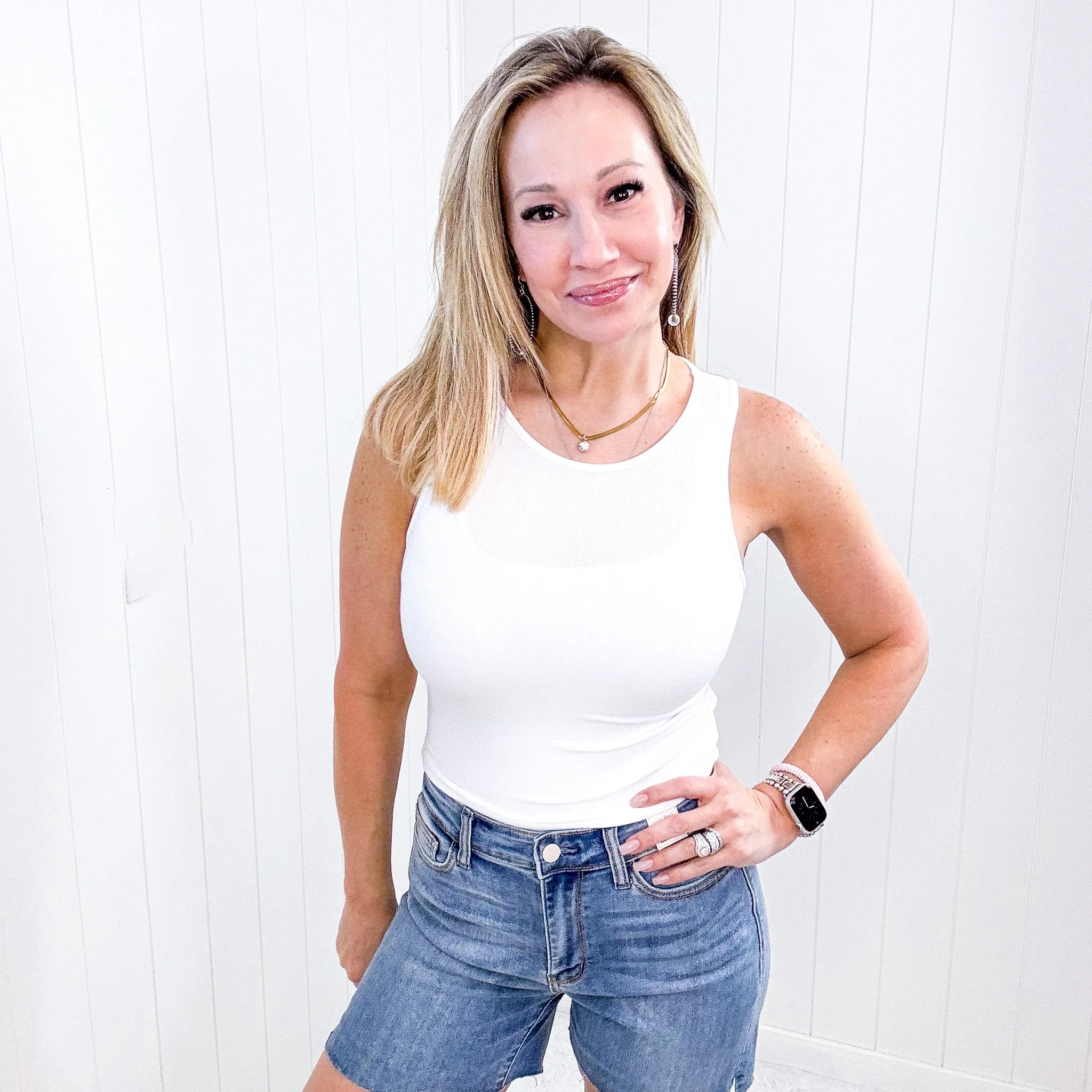 Cropped Ribbed Knit Tank Top in White sold by Boujee Boutique product image thumbnail 5