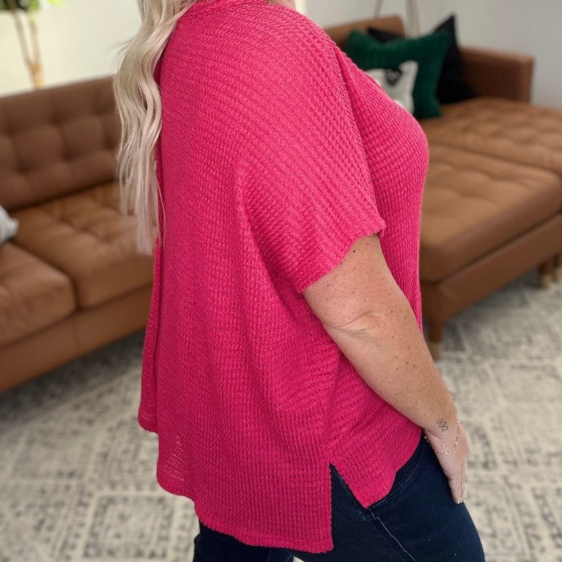 Dolman Short Sleeve Front Seam Top in Viva Magenta sold by Boujee Boutique product image thumbnail 3