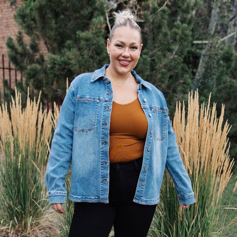 Judy Blue Oversized Denver Denim Jacket sold by Boujee Boutique product image thumbnail 5