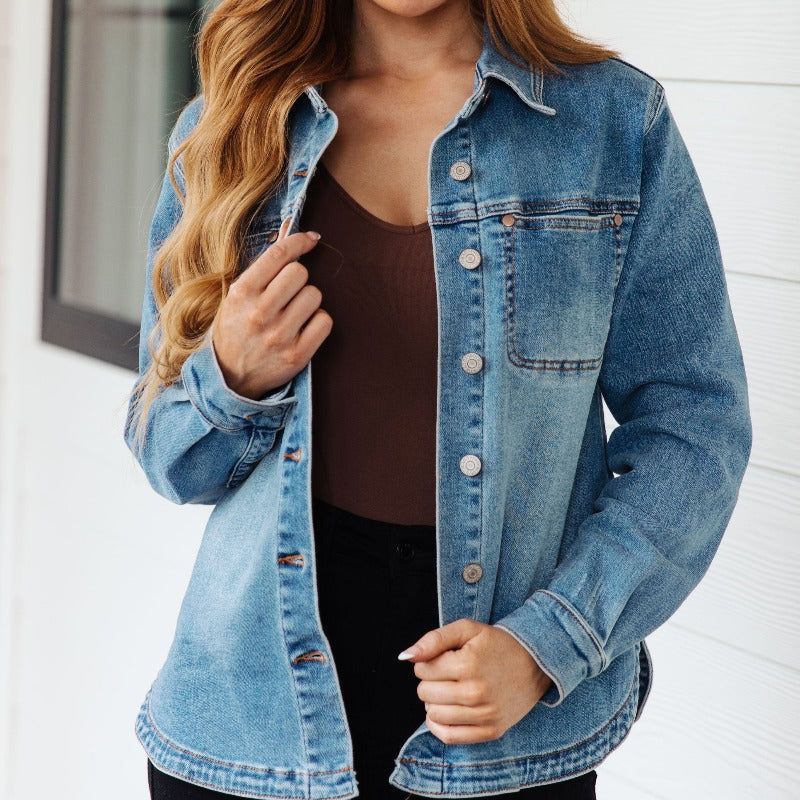 Judy Blue Oversized Denver Denim Jacket sold by Boujee Boutique product image thumbnail 2