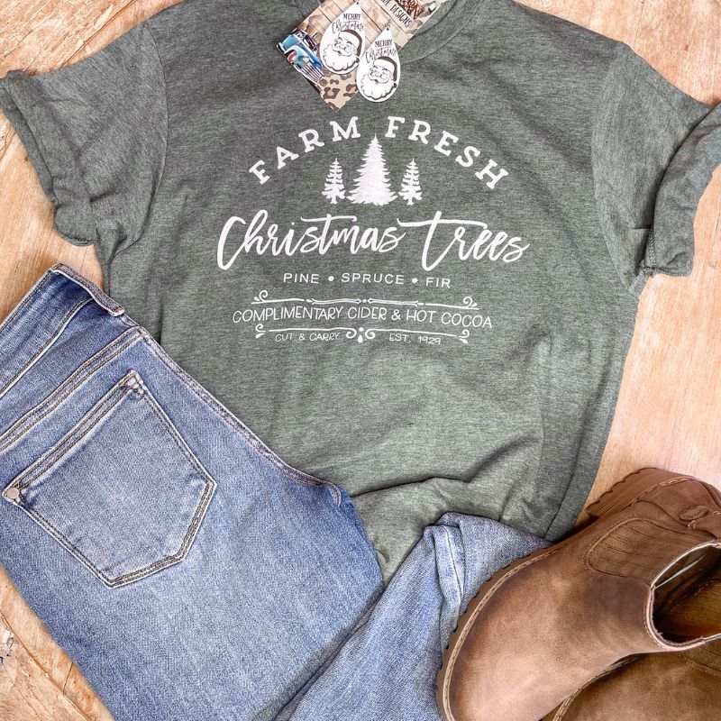 Farm Fresh Christmas Trees Graphic Tee sold by Boujee Boutique product image thumbnail 4