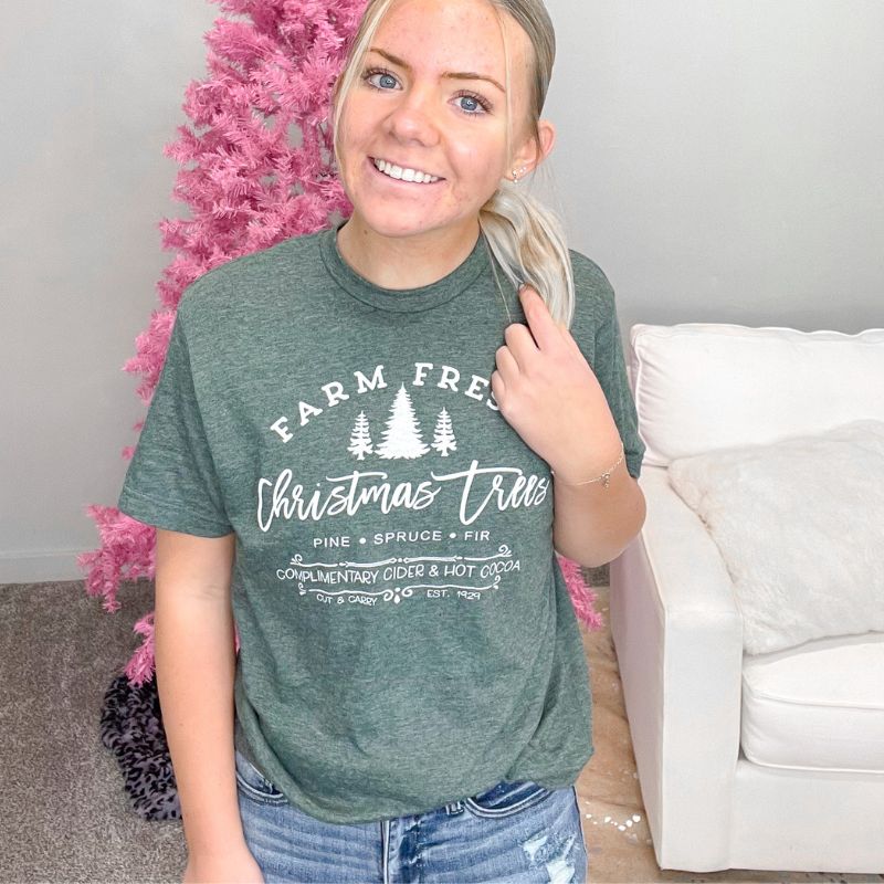 Farm Fresh Christmas Trees Graphic Tee sold by Boujee Boutique product image thumbnail 3