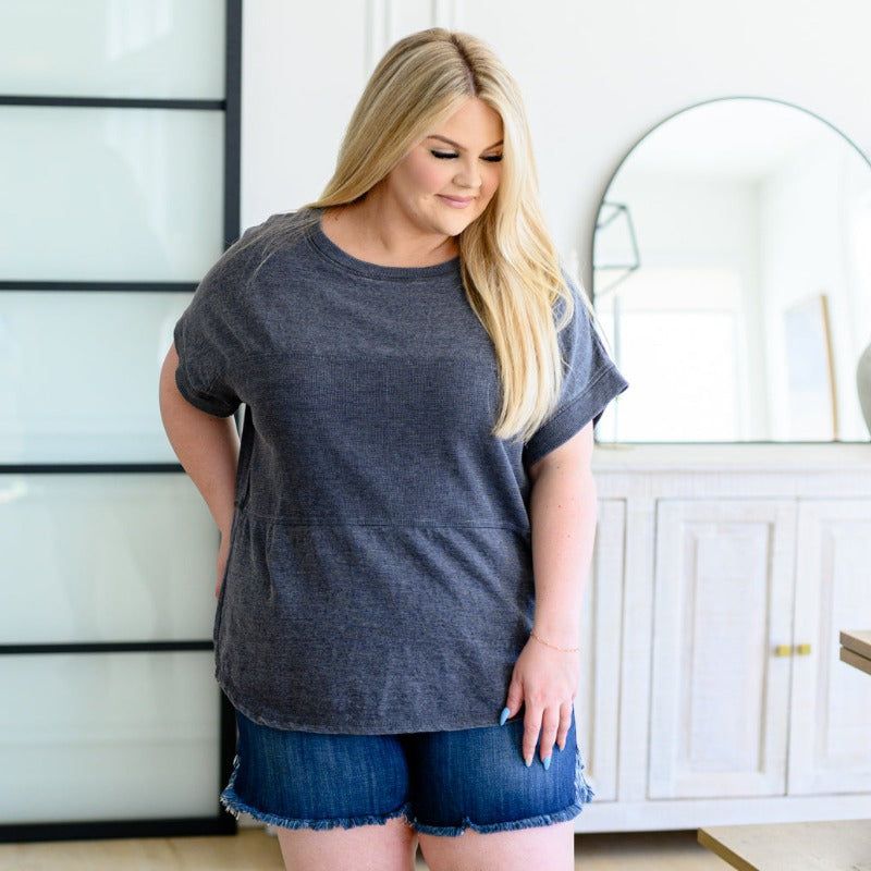 Unmarked Remarks Top in Charcoal sold by Boujee Boutique