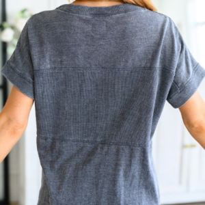 Unmarked Remarks Top in Charcoal sold by Boujee Boutique