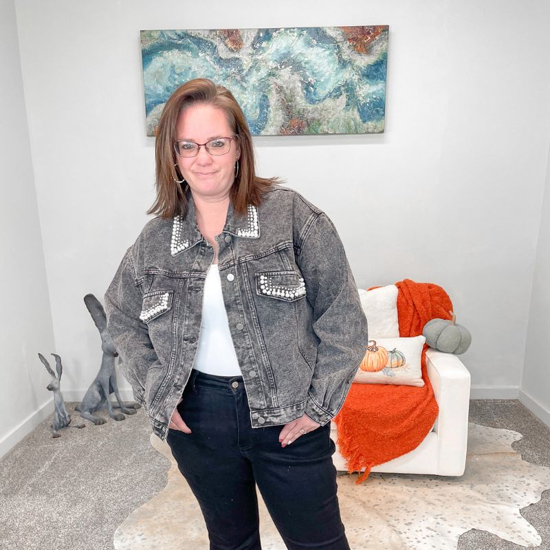 Denim Washed Black Jacket sold by Boujee Boutique product image thumbnail 4