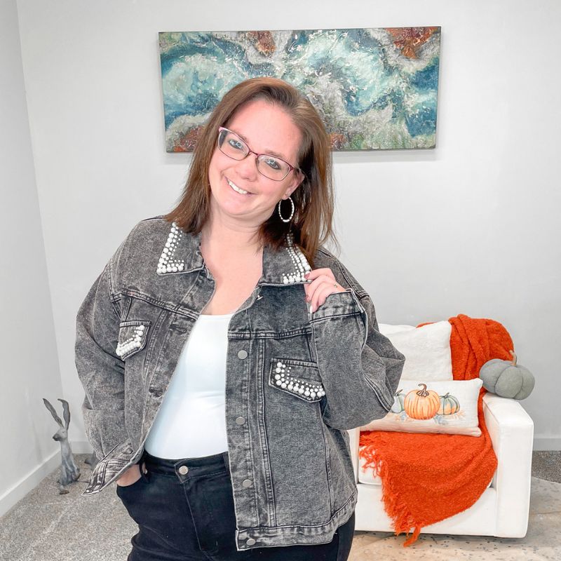 Denim Washed Black Jacket sold by Boujee Boutique