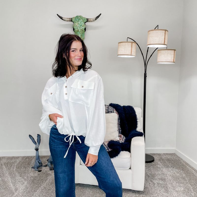 White Lightweight Textured Hoodie sold by Boujee Boutique product image thumbnail 4