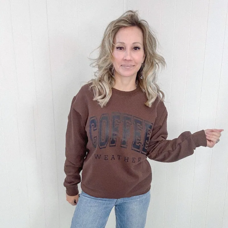 Coffee Weather Crewneck Sweatshirt in Brown sold by Boujee Boutique