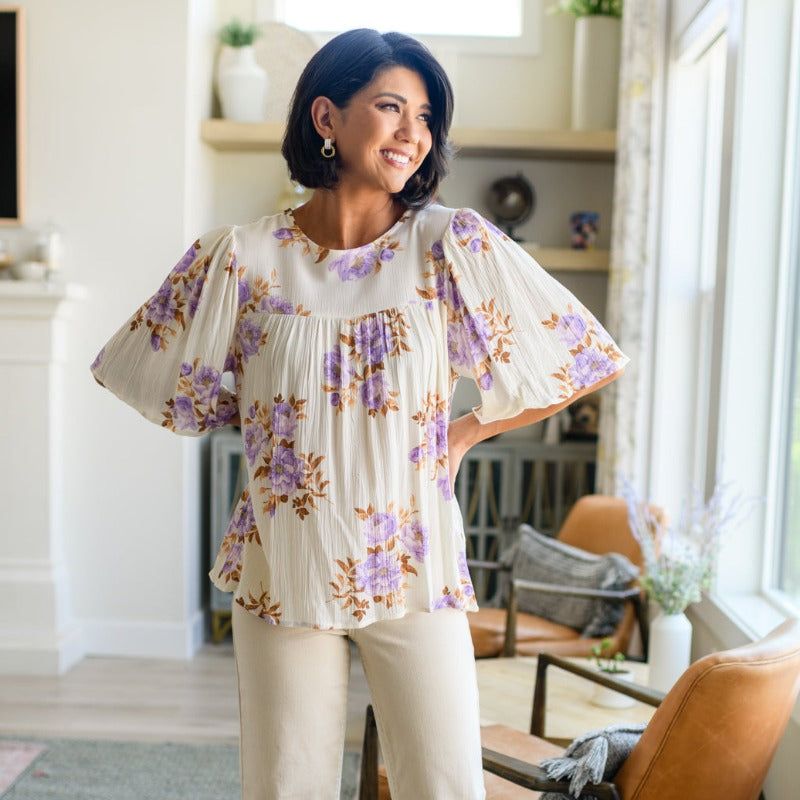 Cream Base Lavender Haze Blouse sold by Boujee Boutique product image thumbnail 2