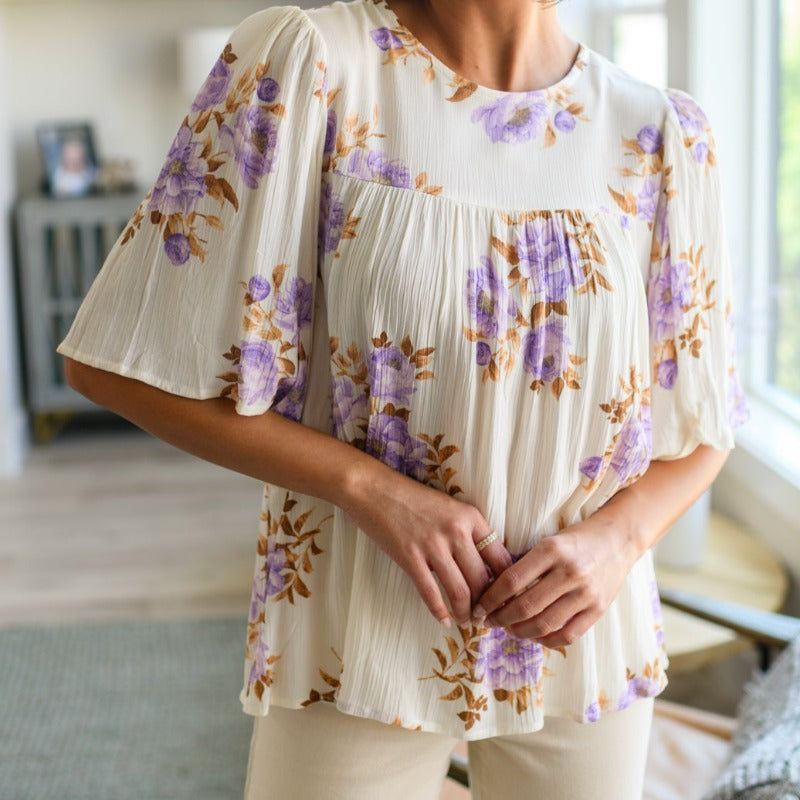 Cream Base Lavender Haze Blouse sold by Boujee Boutique product image thumbnail 3