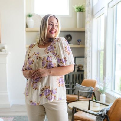 Cream Base Lavender Haze Blouse sold by Boujee Boutique