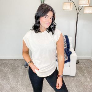 Cream Athleisure Short Sleeve Top sold by Boujee Boutique