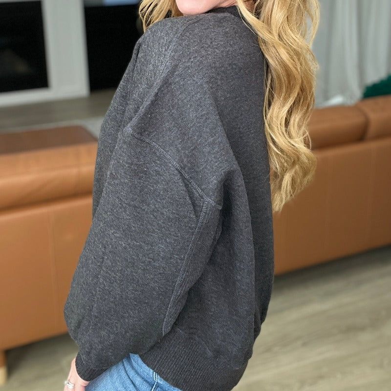 Acid Wash Oversized Pullover Sweatshirt in Ash Black sold by Boujee Boutique product image thumbnail 2