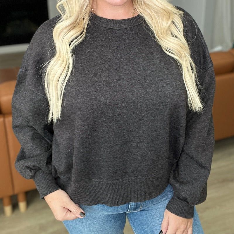 Acid Wash Oversized Pullover Sweatshirt in Ash Black sold by Boujee Boutique product image thumbnail 3