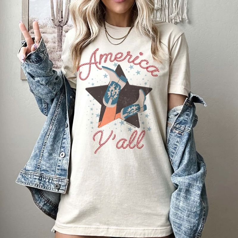 America Ya'll Western Graphic Tee sold by Boujee Boutique product image thumbnail 3