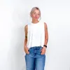 Sheer Slub Knit Side Slit High Low Round Neck Tank in White sold by Boujee Boutique