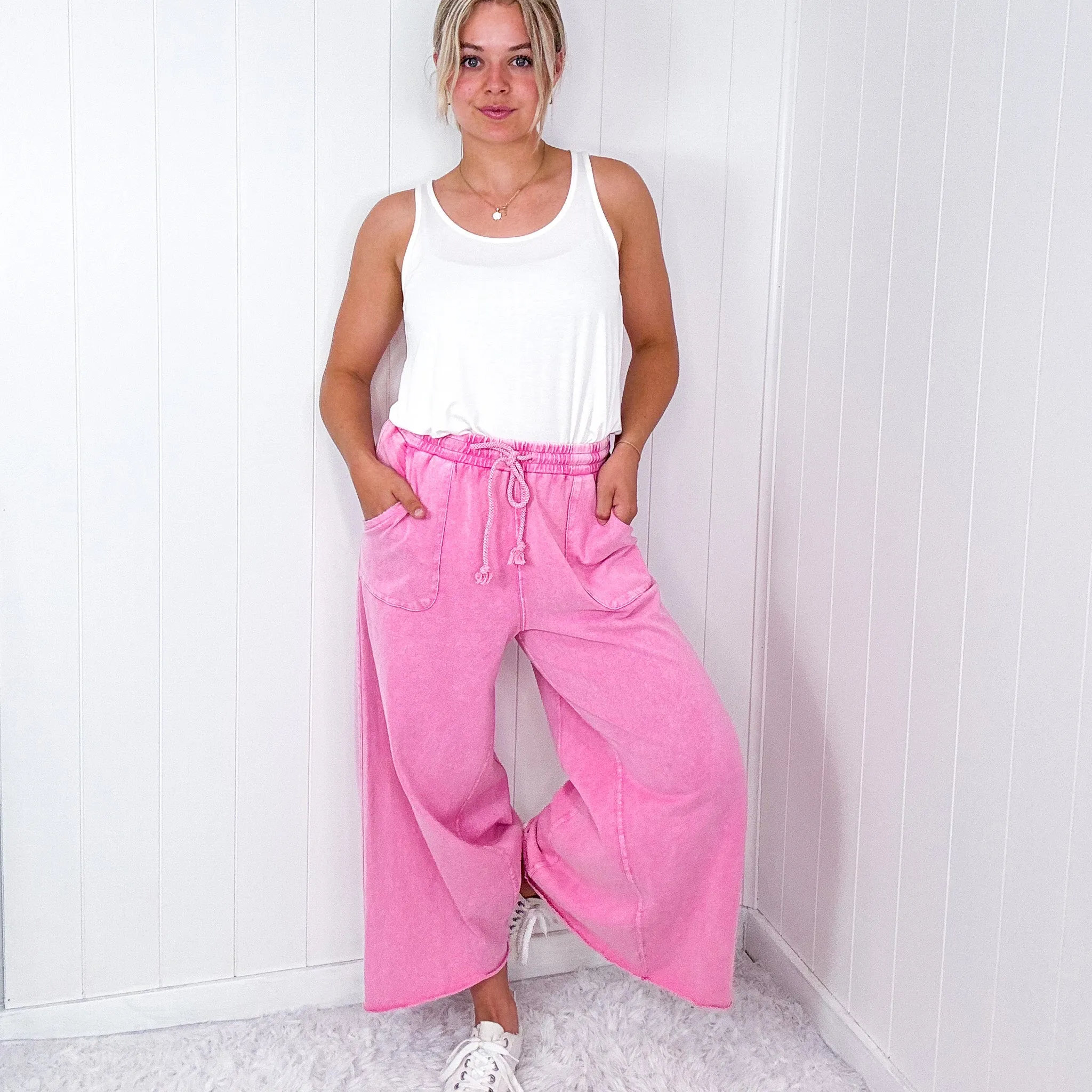 Relax It's Sunday Terry Knit Wide Leg Pull On Pants in 7 Colors *Final Sale* sold by Boujee Boutique