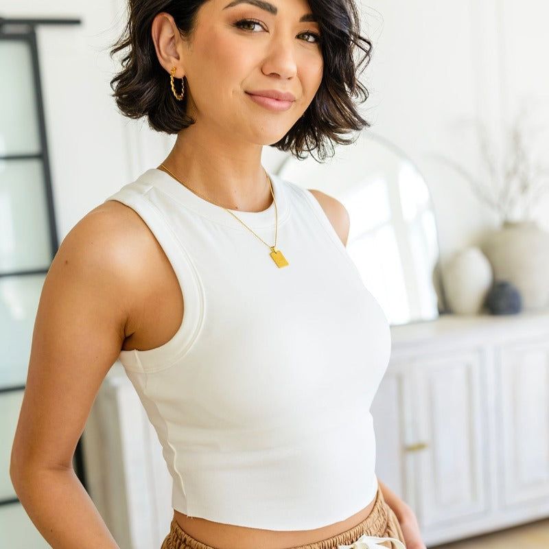 Ribbed Jersey Knit White Best Friends Cropped Tank sold by Boujee Boutique product image thumbnail 2