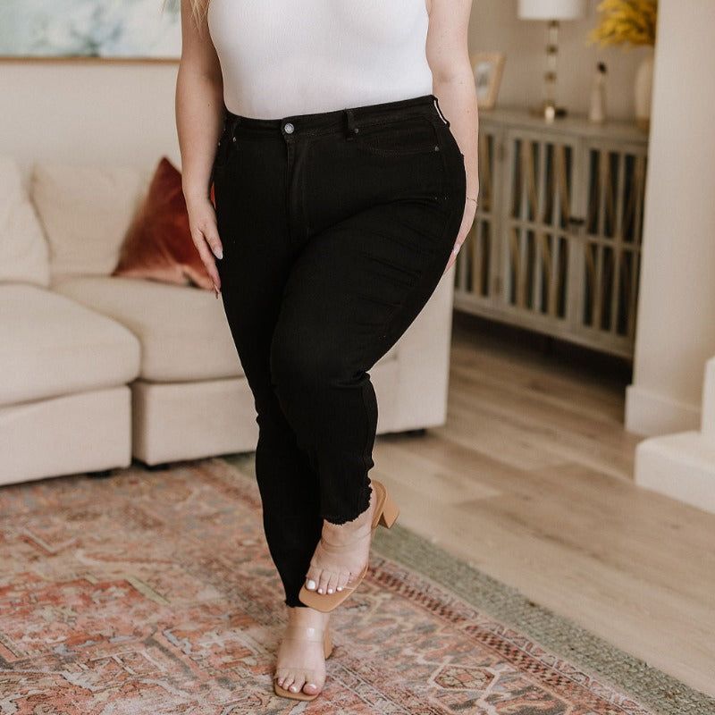 Judy Blue Black High Rise Control Top Skinny Jeans sold by Boujee Boutique product image thumbnail 5