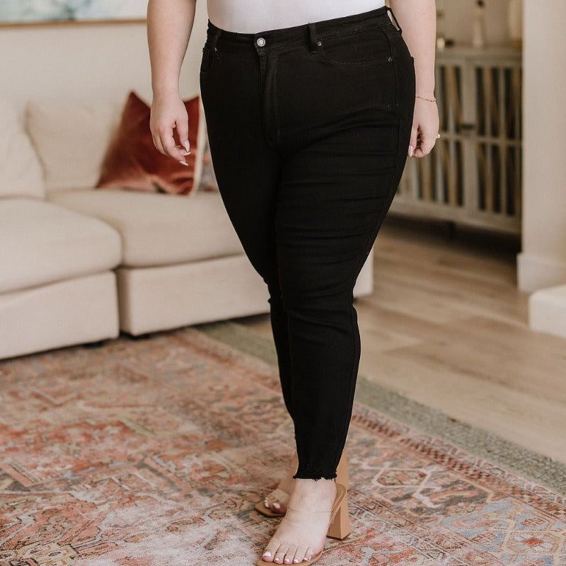 Judy Blue Black High Rise Control Top Skinny Jeans sold by Boujee Boutique product image thumbnail 2