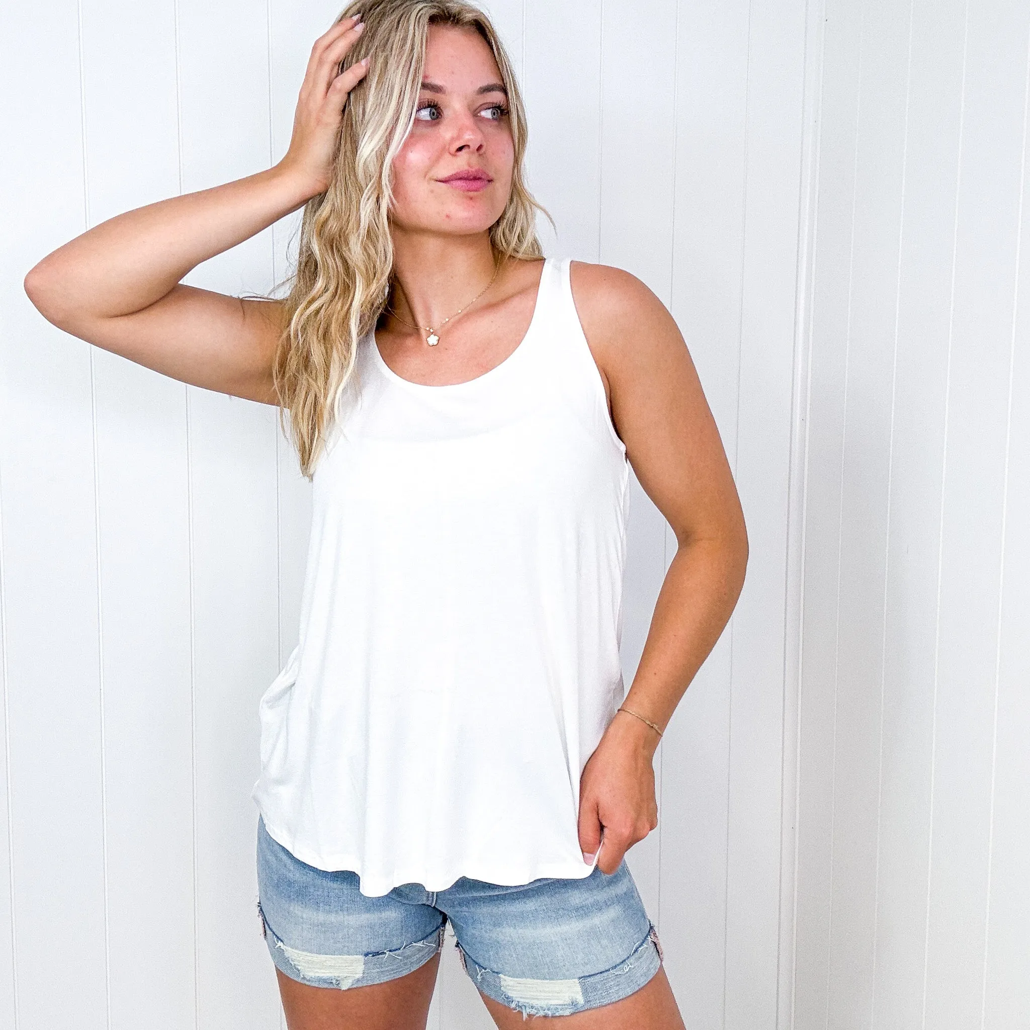 Sleek Scoop Neck Tank Top in Ivory sold by Boujee Boutique