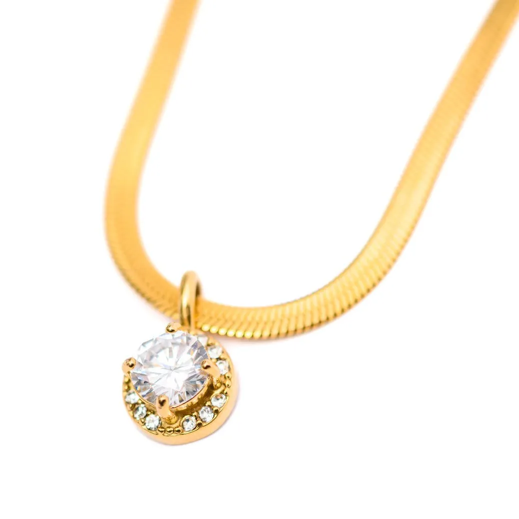 Here to Shine Gold Plated Necklace in White CZ sold by Boujee Boutique product image thumbnail 2