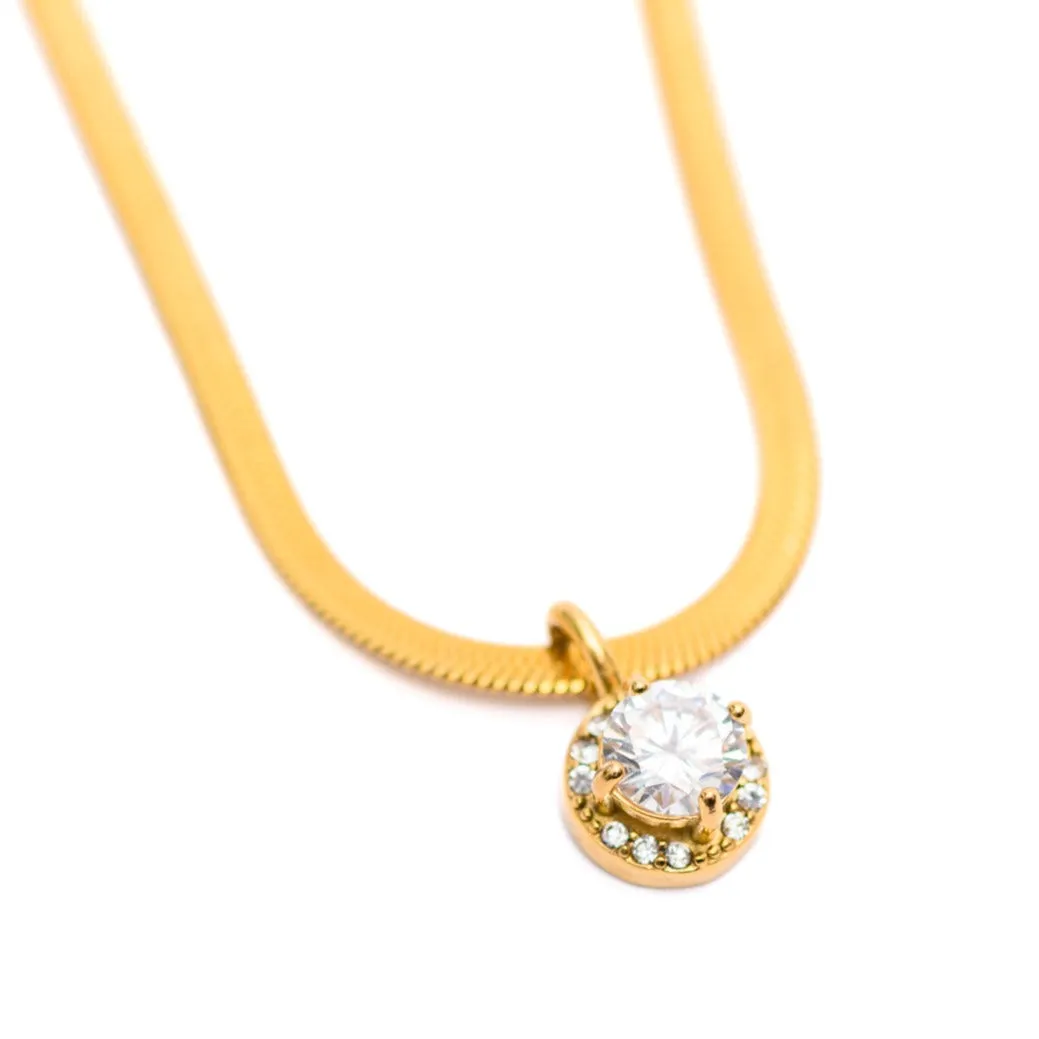 Here to Shine Gold Plated Necklace in White CZ sold by Boujee Boutique product image thumbnail 3