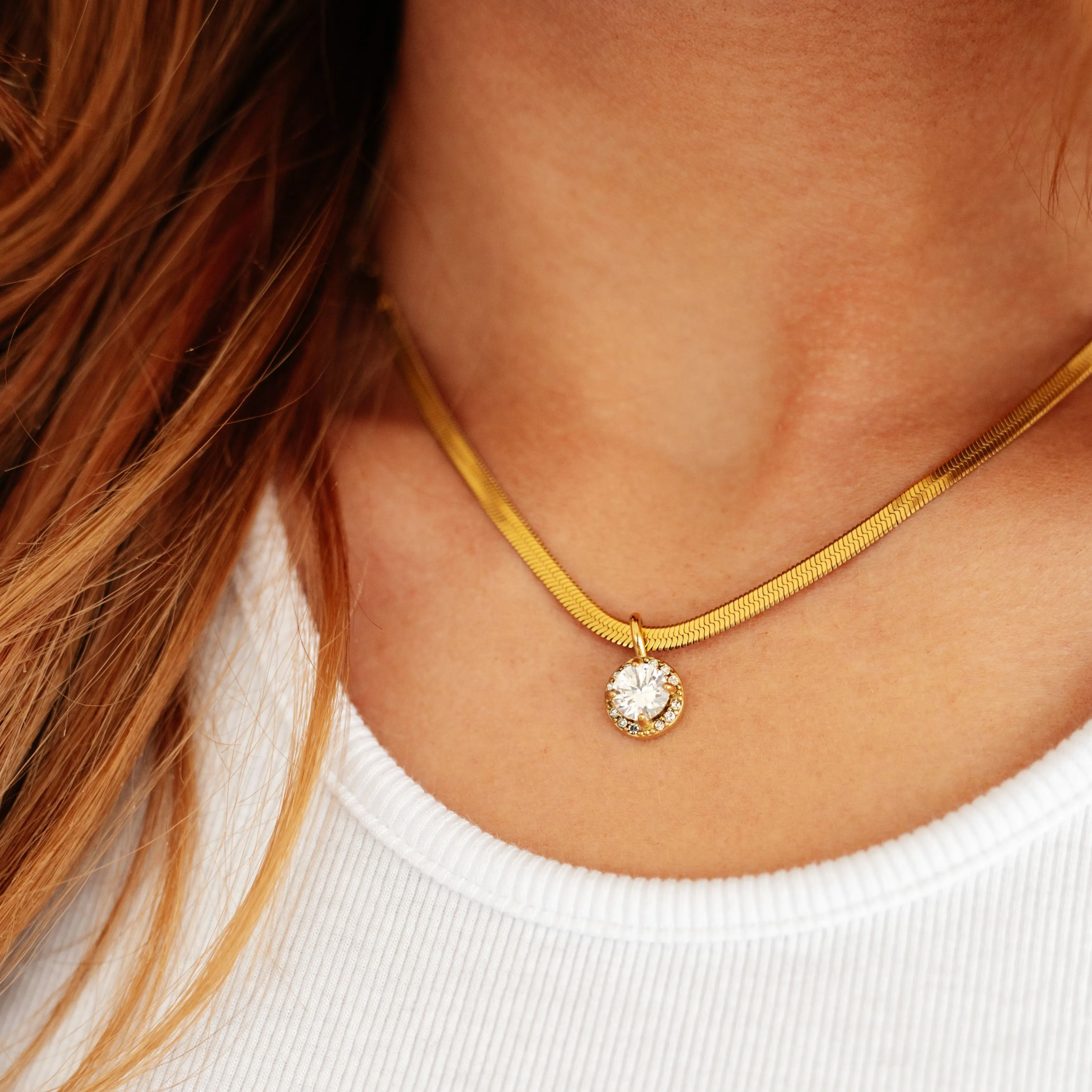 Here to Shine Gold Plated Necklace in White CZ sold by Boujee Boutique product image thumbnail 4