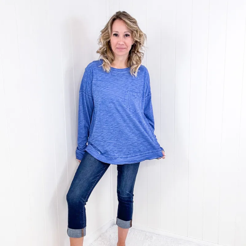 Washed Blue Gently Down the Stream Long Sleeve Top sold by Boujee Boutique