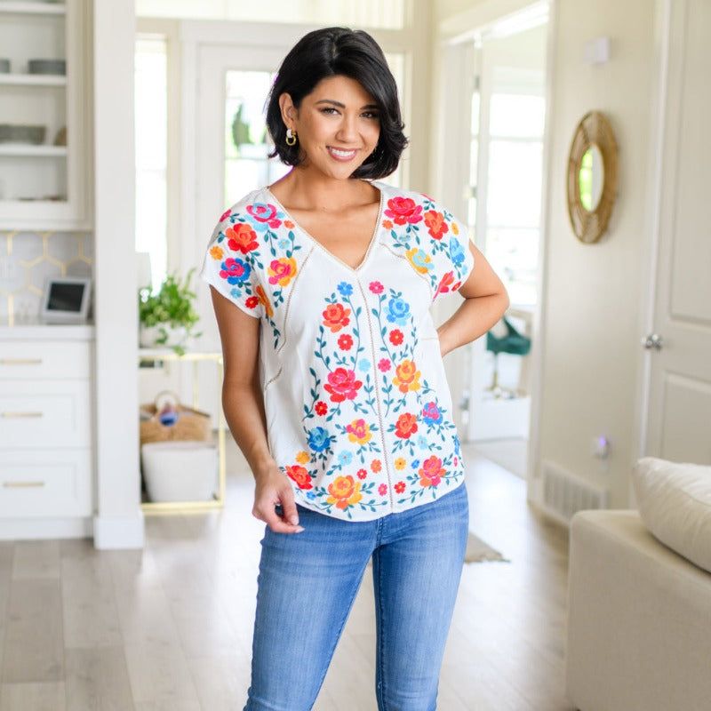 White Rose Garden Embroidered Blouse sold by Boujee Boutique product image thumbnail 2