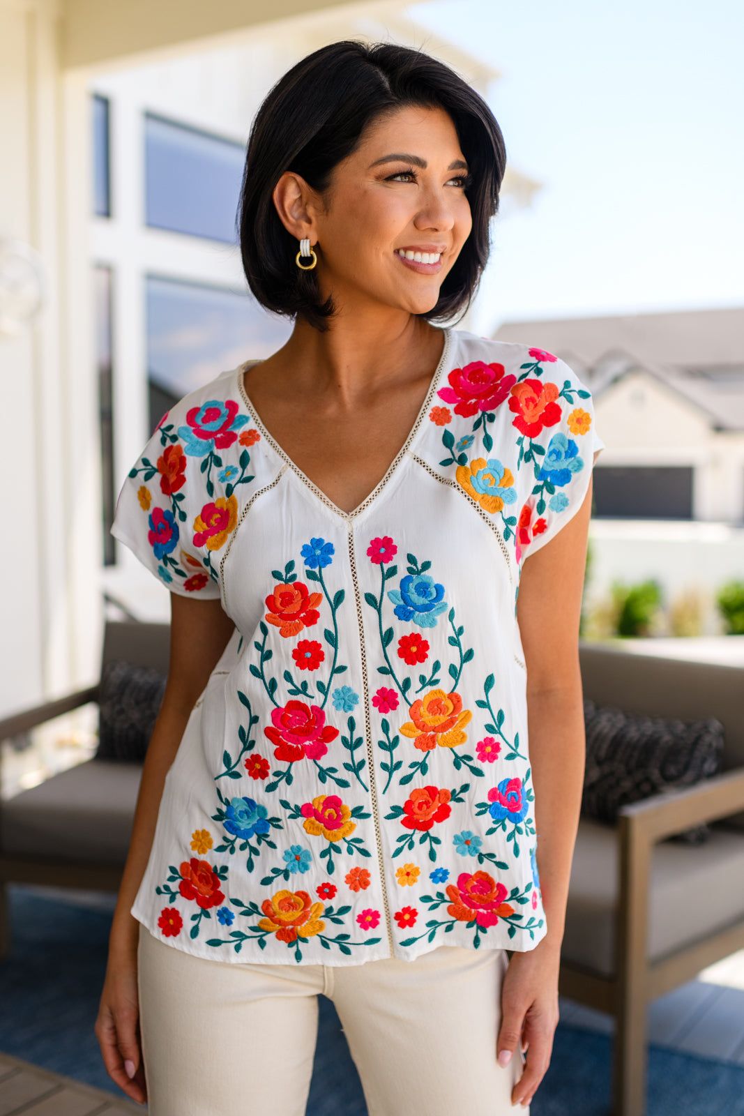 White Rose Garden Embroidered Blouse sold by Boujee Boutique product image thumbnail 4